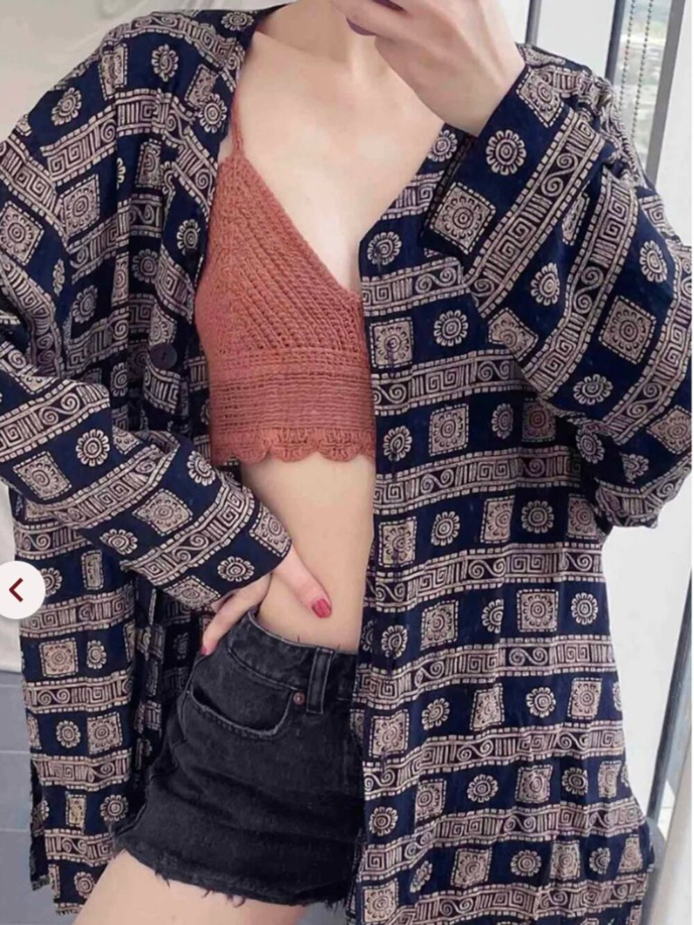 Oversized Ikat Shirt. Navy Blue Shirt Shirtdress